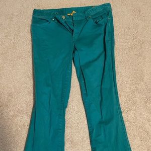 Tory Burch green cropped jeans